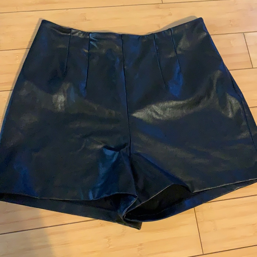 Express Pleather High Waist Zip Up Shorts